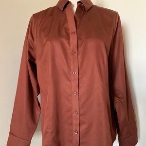 CHICO'S 100% Cotton Brick Color Long Sleeve, Sz 1